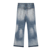 Washed White Micro-lar Wide Leg Jeans